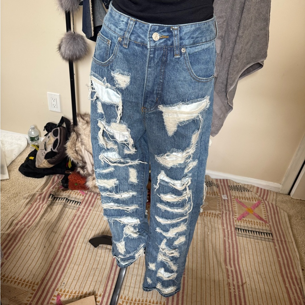 Distressed Blue Jeans